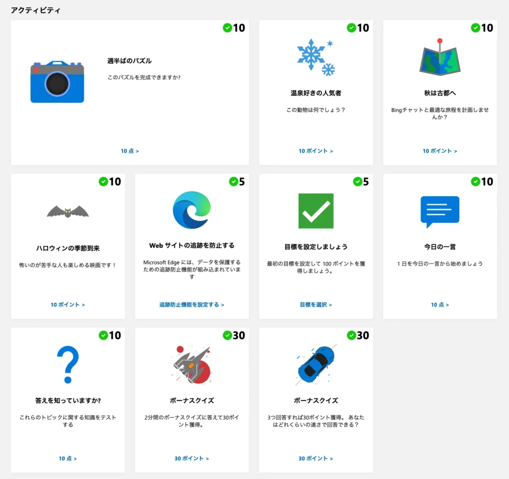 アクティビティは毎日不定期に出てくる